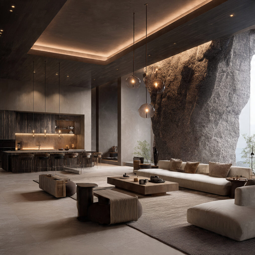 Textured Wall Feature Open Layout Idea