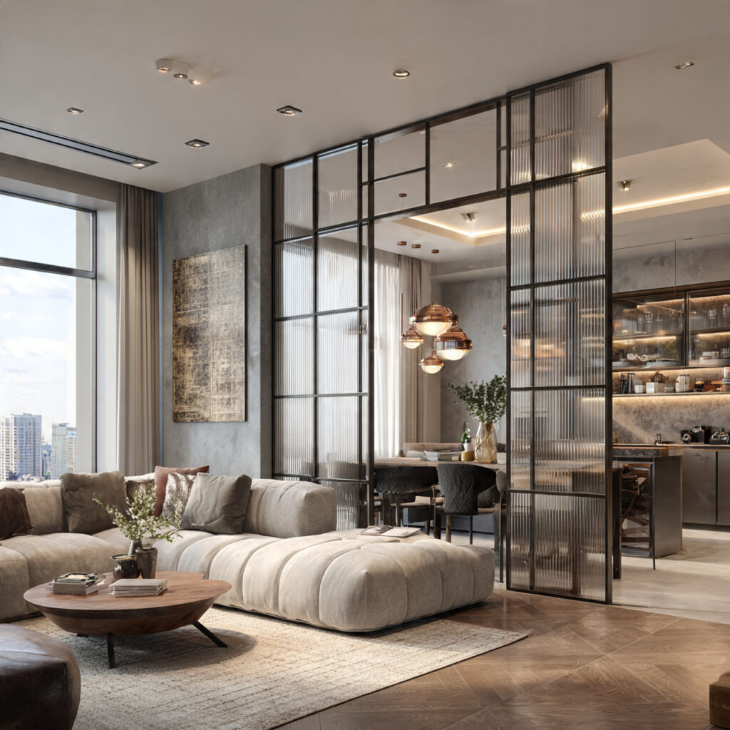 Glass-Divider Inspired Open Layout Idea