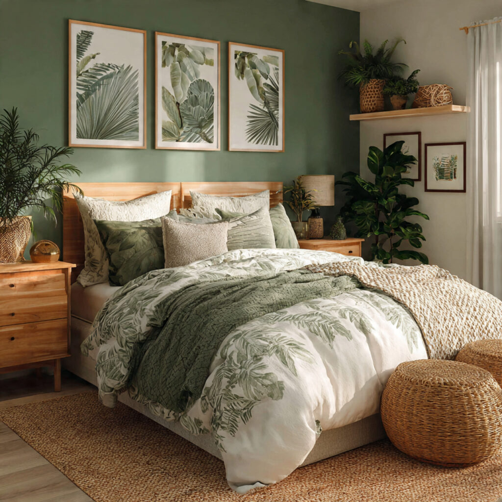 Botanical Green Guest Bedroom Idea
