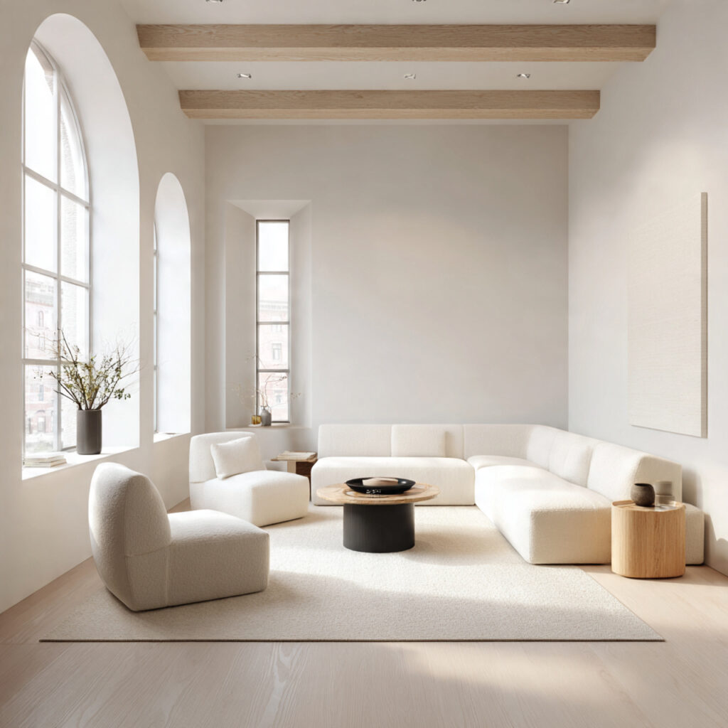 White Minimalist Living Room Idea