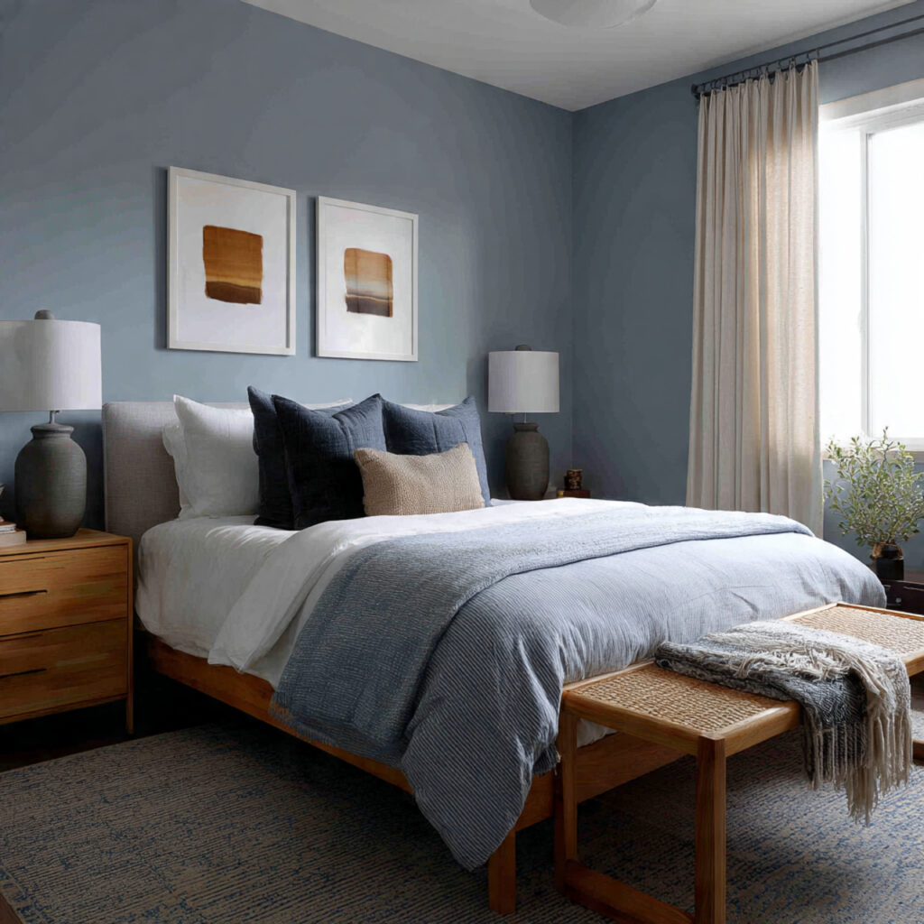 Calming Blue Tones Guest Bedroom Idea