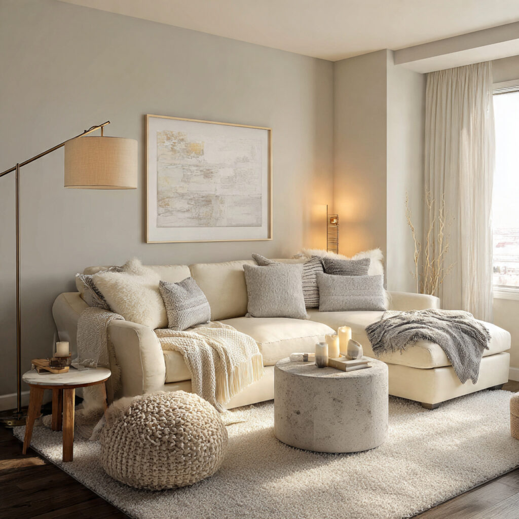 Soft Neutral Palette Compact Living Room Idea