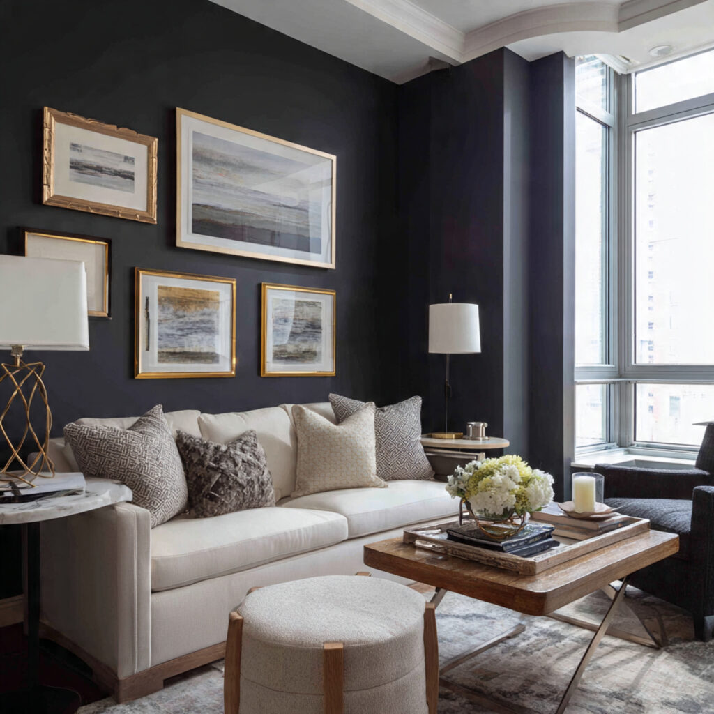 Monochrome Black-and-White Compact Living Room Idea