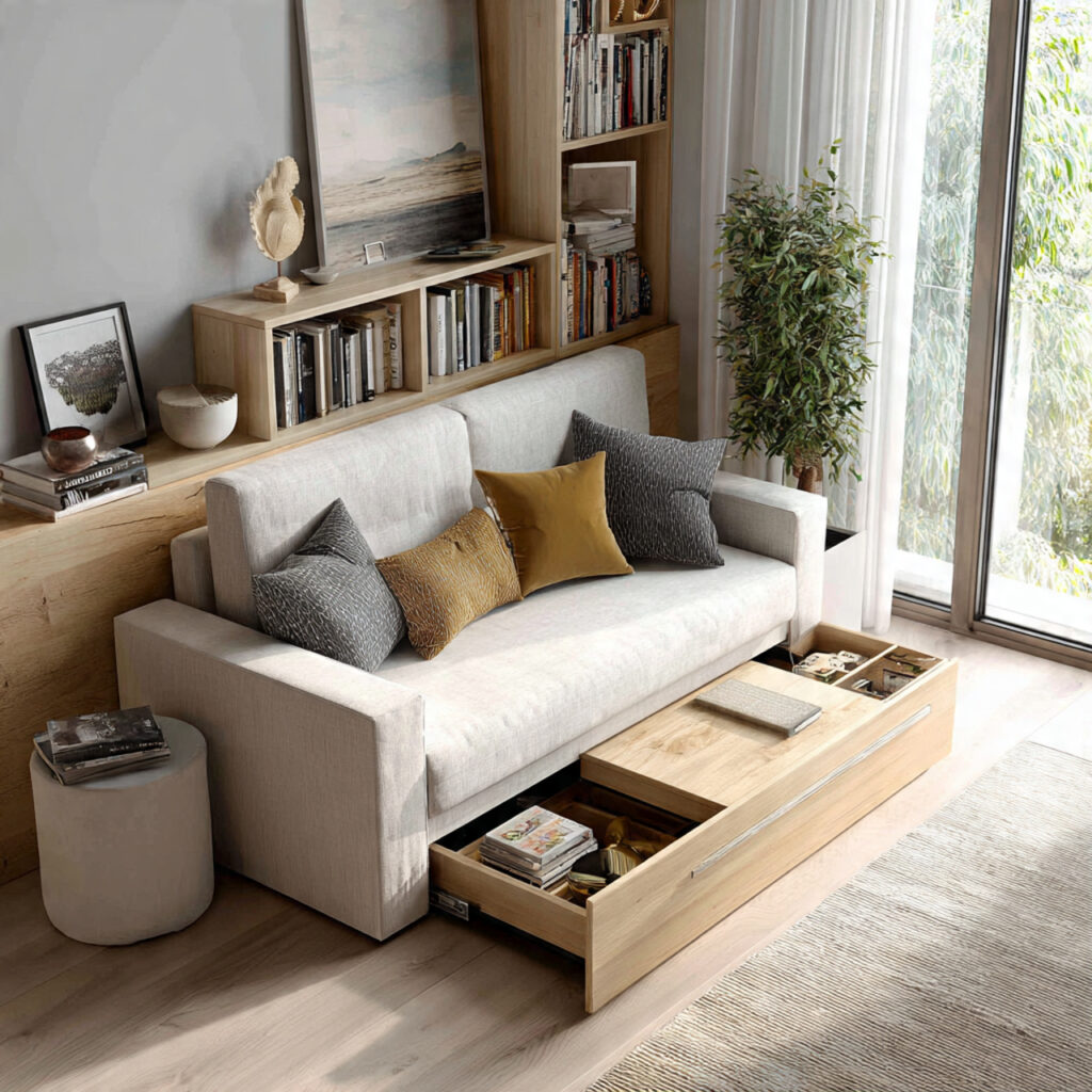 Vertical Storage Living Room Idea