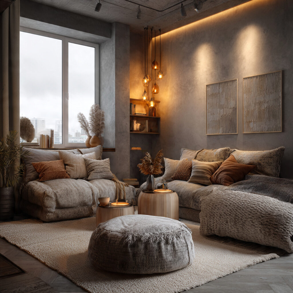 Plush Cozy Seating Compact Living Room Idea