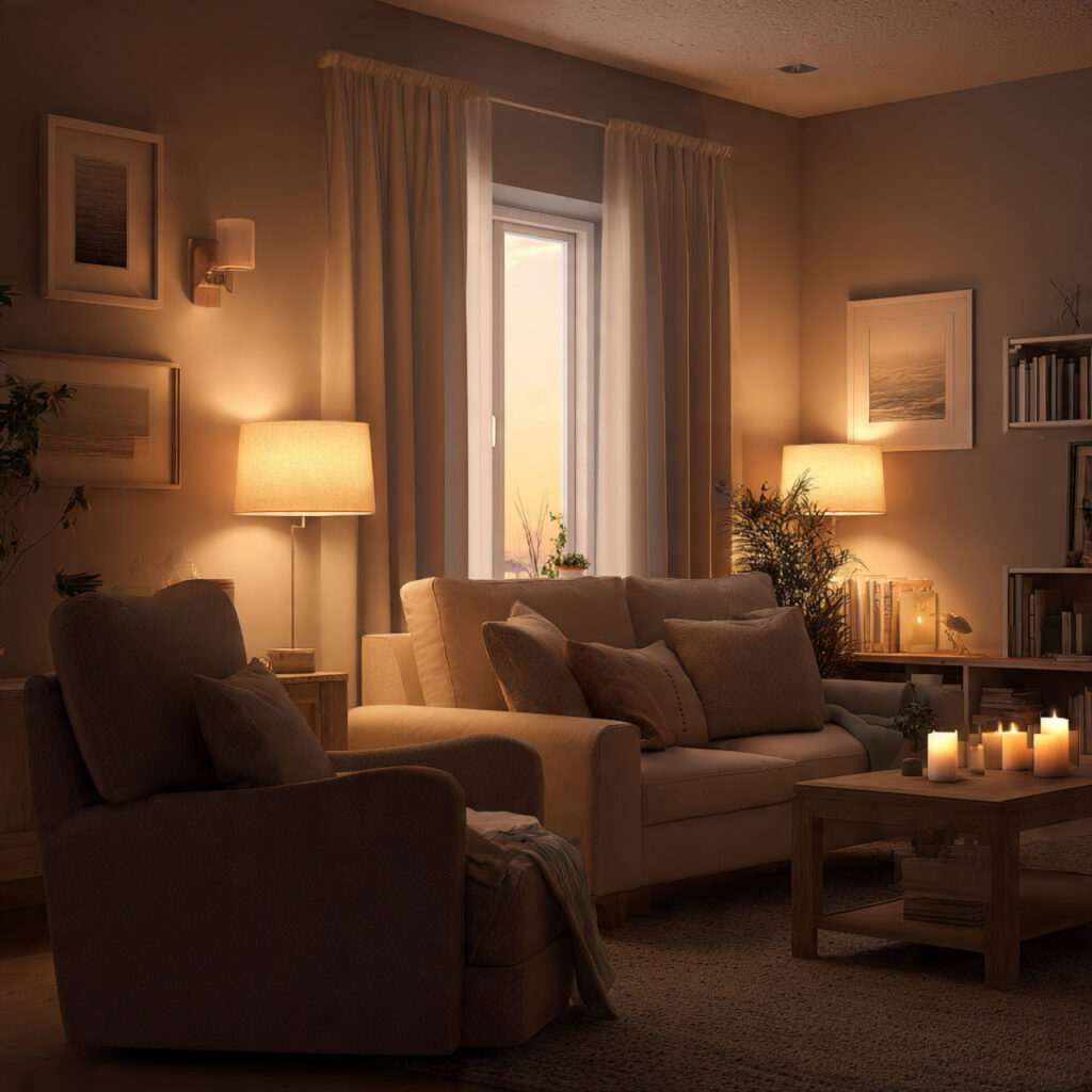 Soft Ambient Lighting Compact Living Room Idea