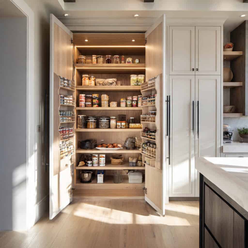 Hidden Pantry Ideas with Integrated Shelving
