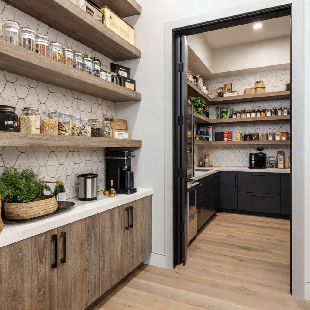 Custom built-in walk in pantry ideas