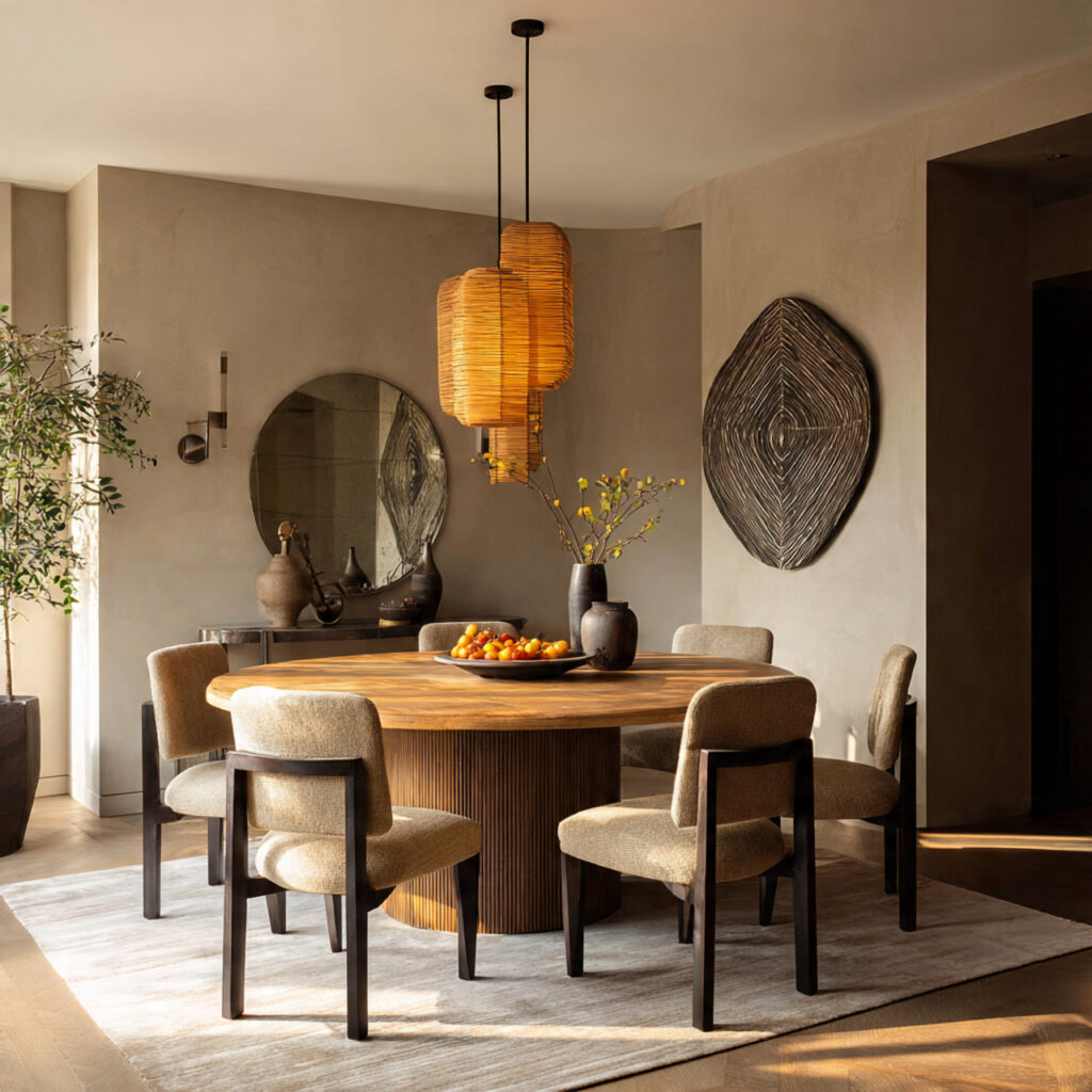 Dining room ideas with curved furniture 