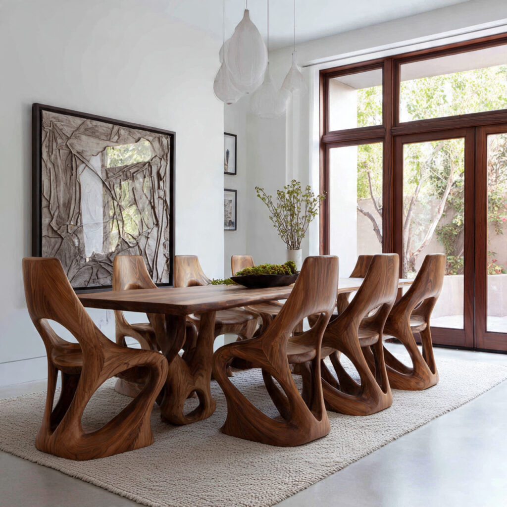 Dining room ideas with sculptural furniture 