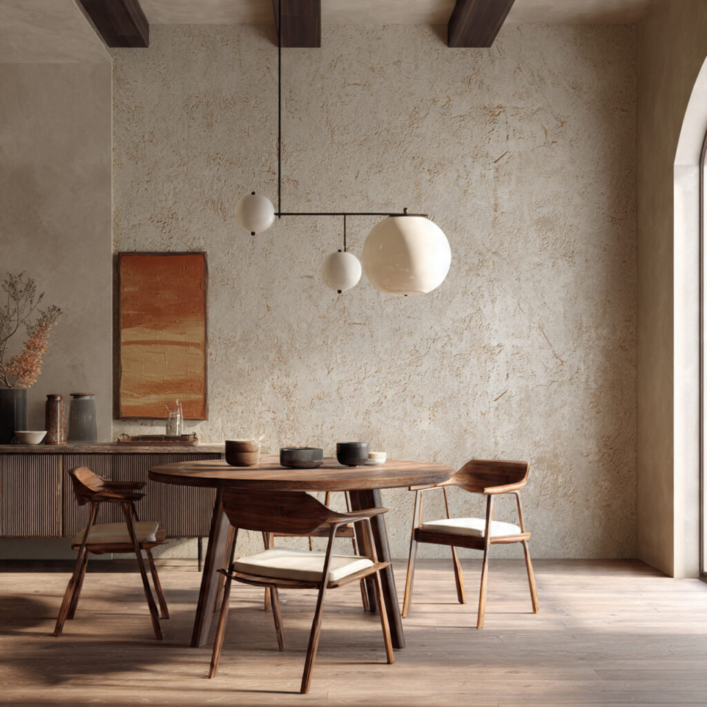 Dining room ideas with textured walls 