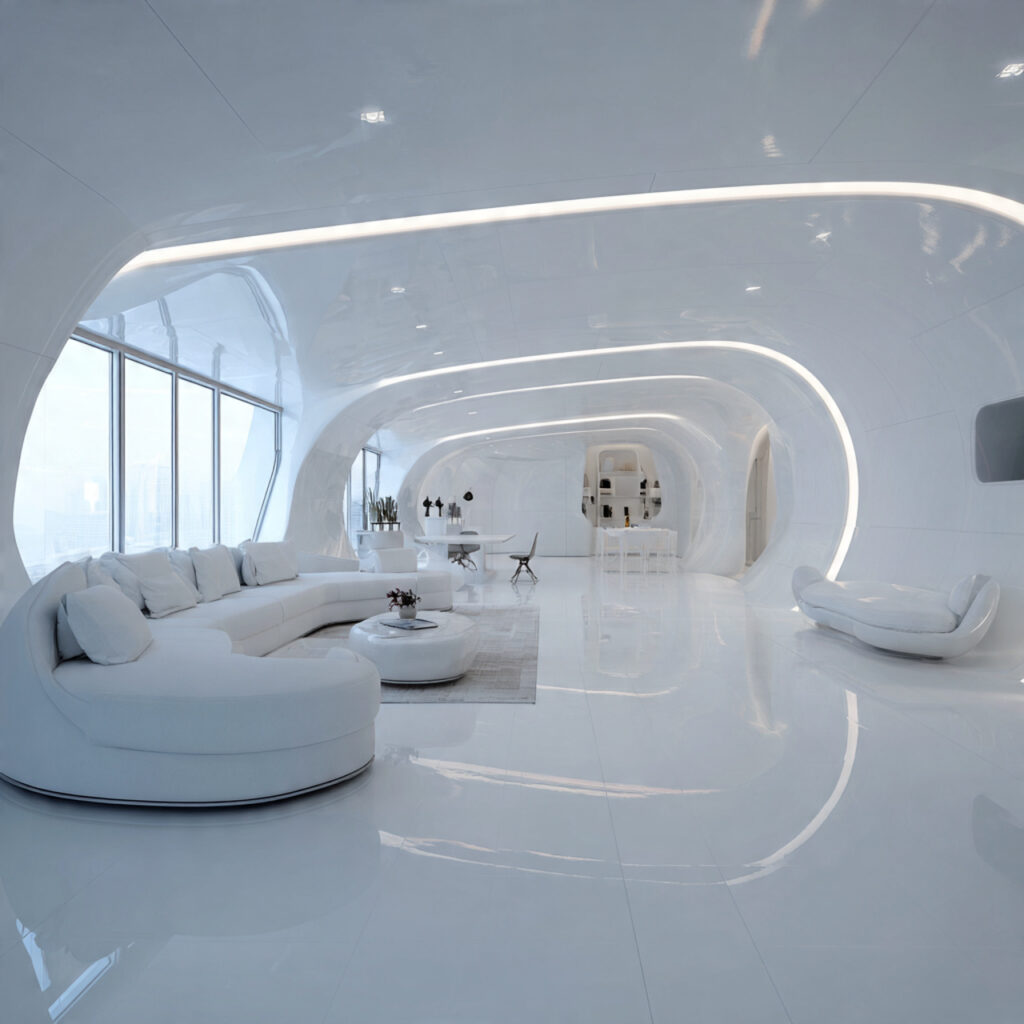 Futuristic White Living Room Idea