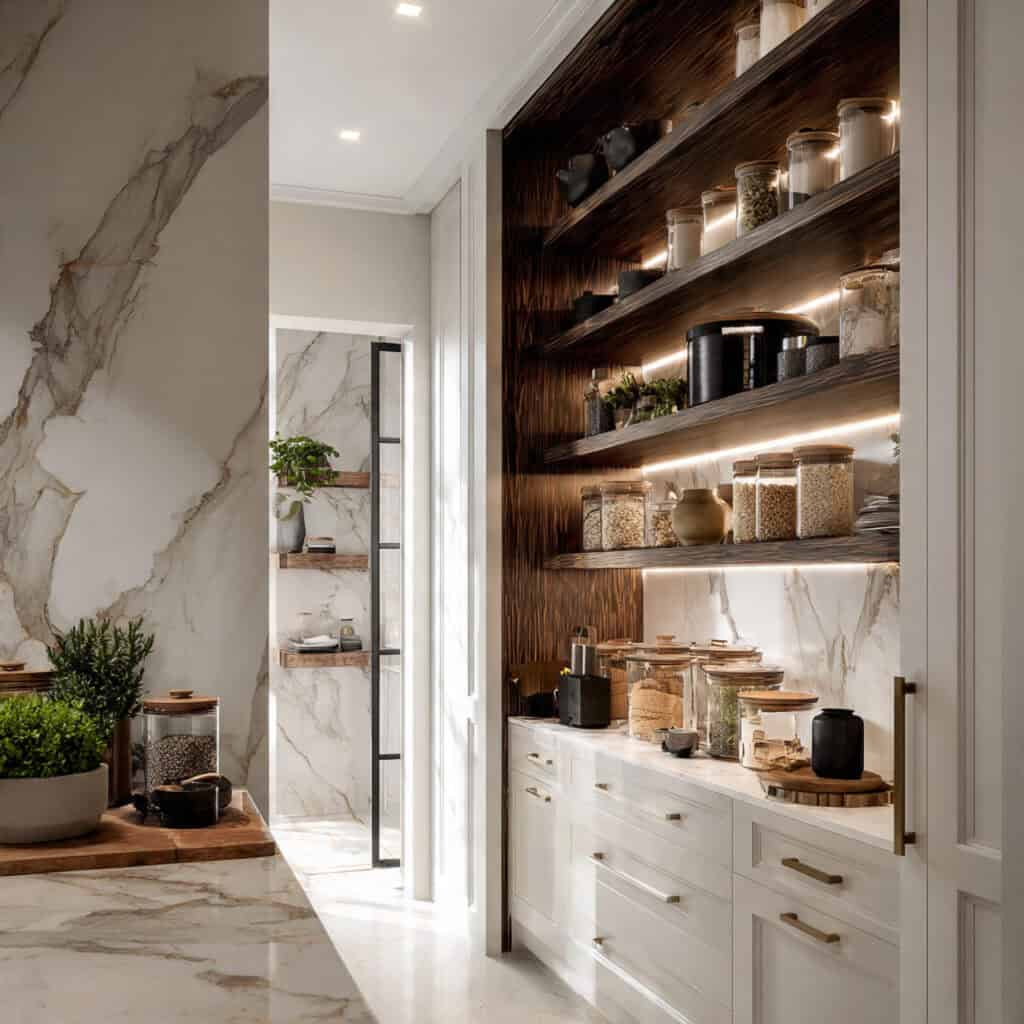 Hidden Pantry Ideas with Sliding Panel Walls