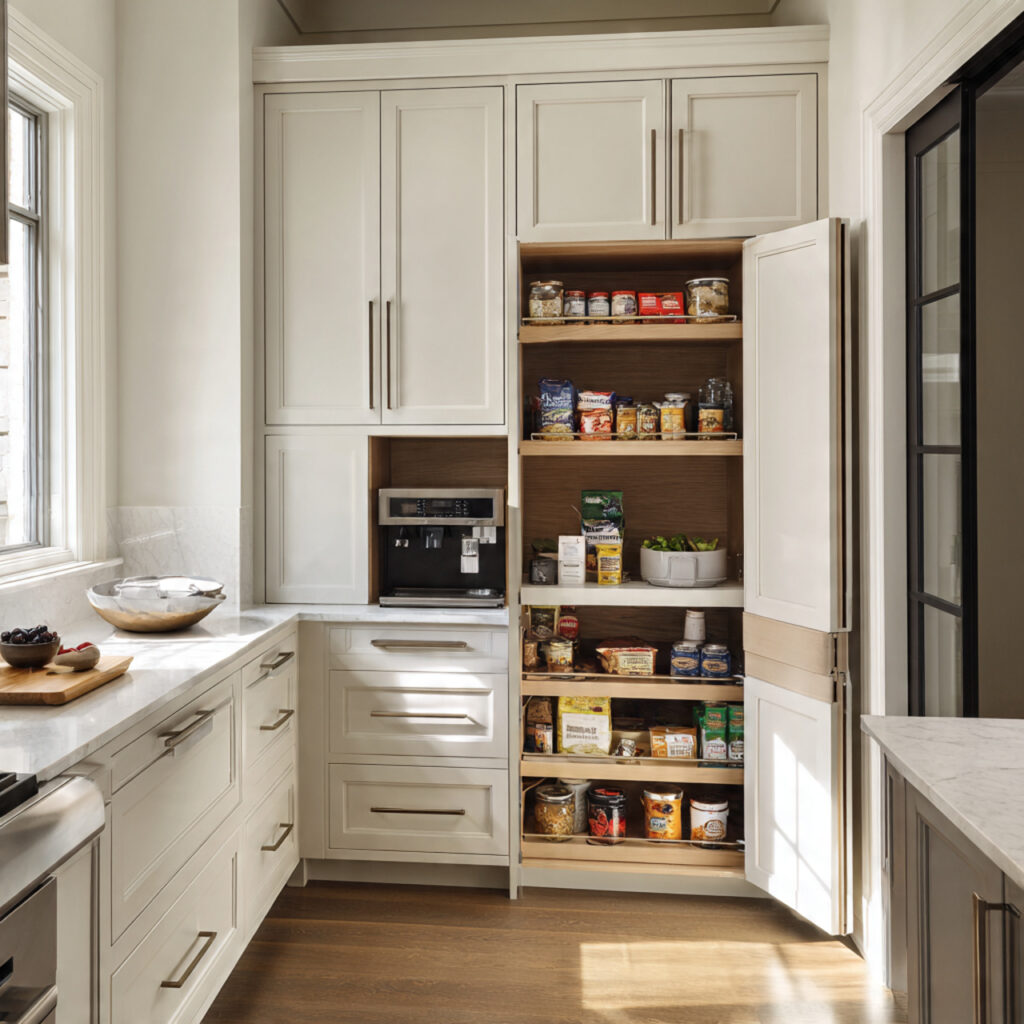 Hidden Pantry Ideas with Curved Walls