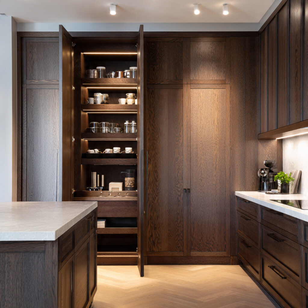 Hidden Pantry Ideas Behind Decorative Wall Panels