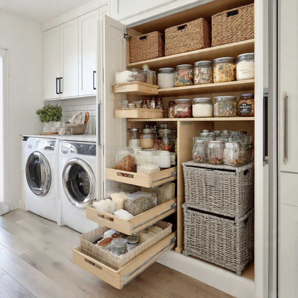 32 Pantry in Laundry Room Ideas 2026: Stylish, Smart & Space-Saving Designs 28 Pantry with Pull-Out Shelves Ideas