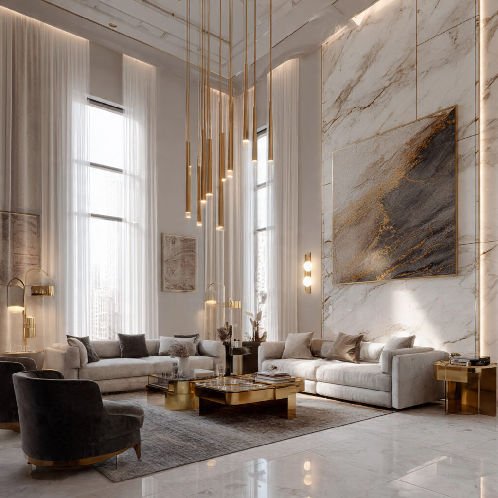 Luxury Gold Accents Living Room Idea