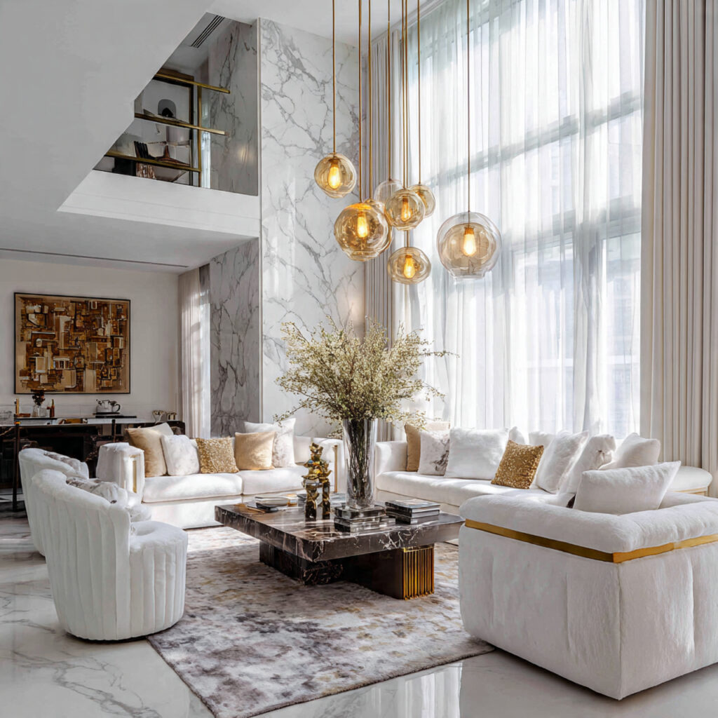 Luxe White Living Room Idea