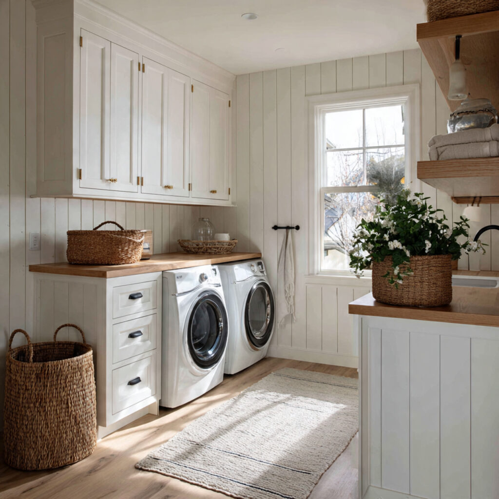 32 Pantry in Laundry Room Ideas 2026: Stylish, Smart & Space-Saving Designs 8 Modern Farmhouse Laundry Pantry Ideas