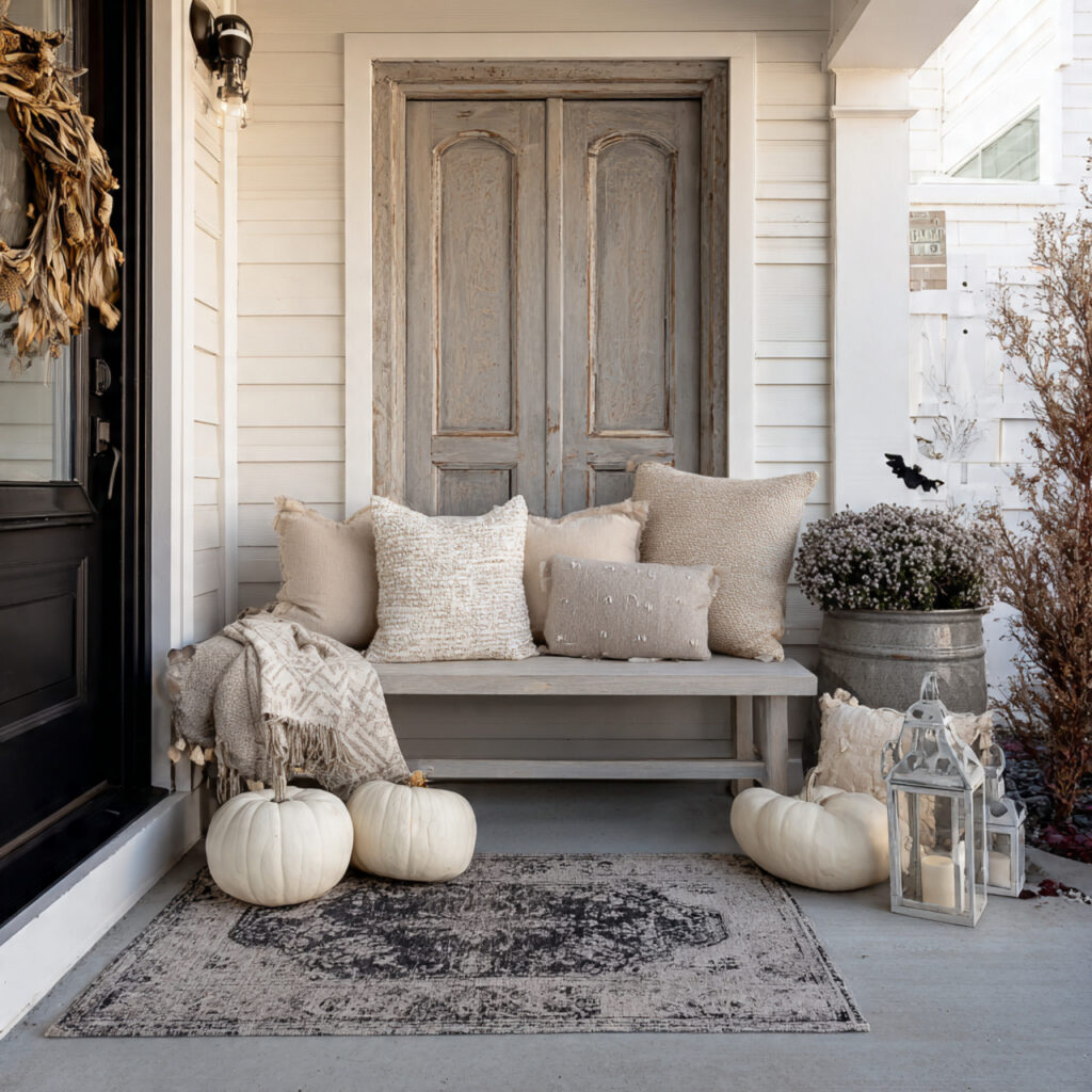 Neutral Halloween Porch Decor Ideas