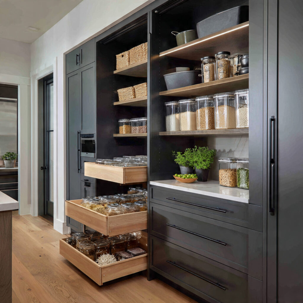 Pantry organization ideas with pantry drawers