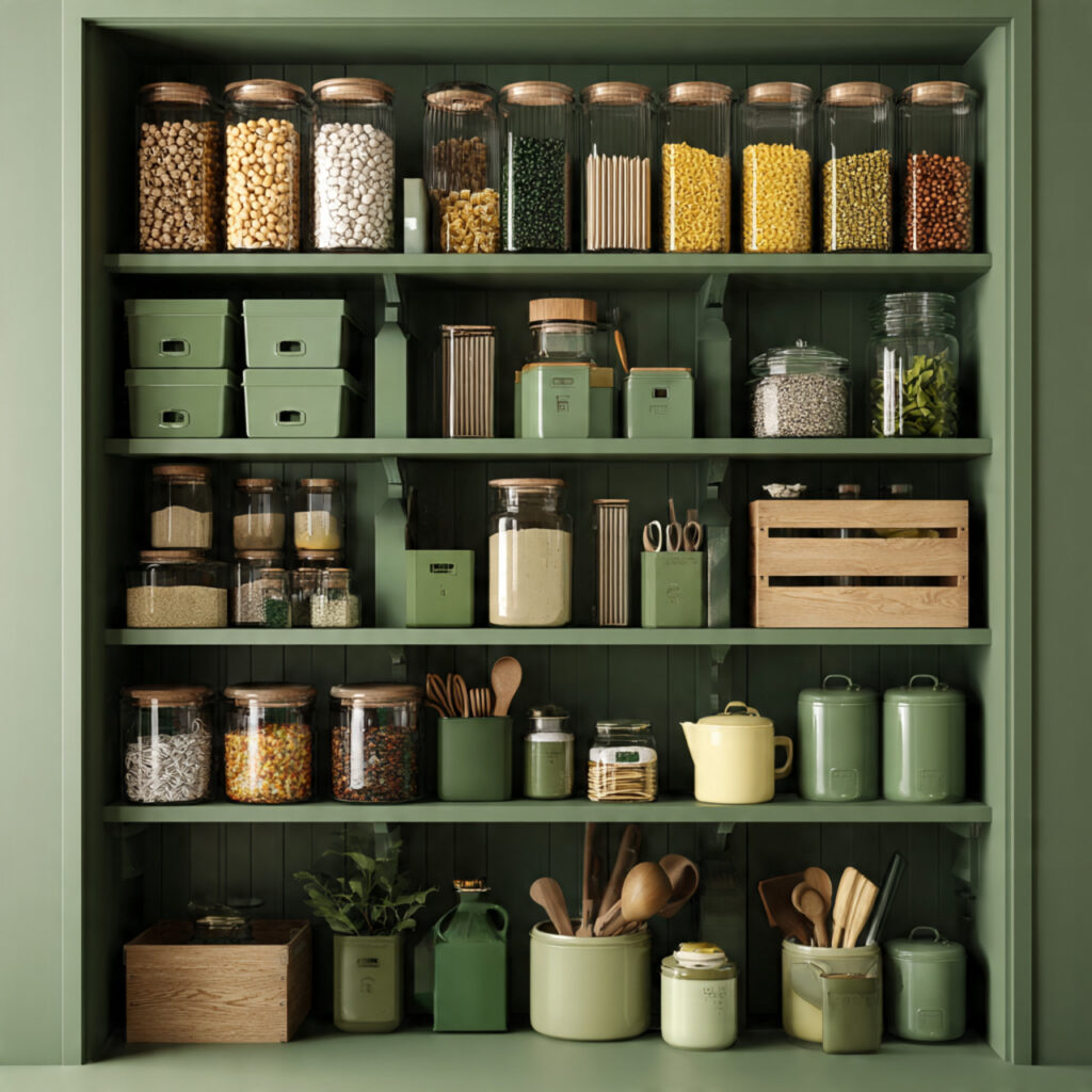 Pantry organization ideas with cohesive color schemes