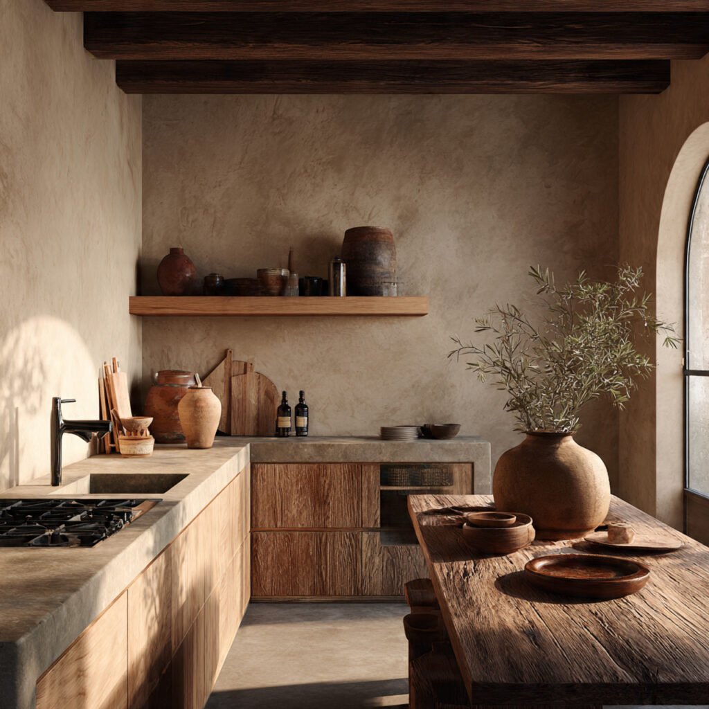 Earthy Organic Material Kitchen Idea