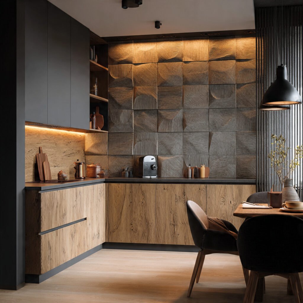 Textured Wall Panel Kitchen Idea