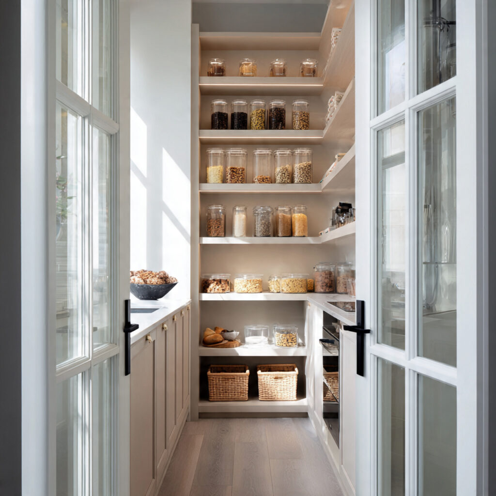 Glass door small pantry ideas