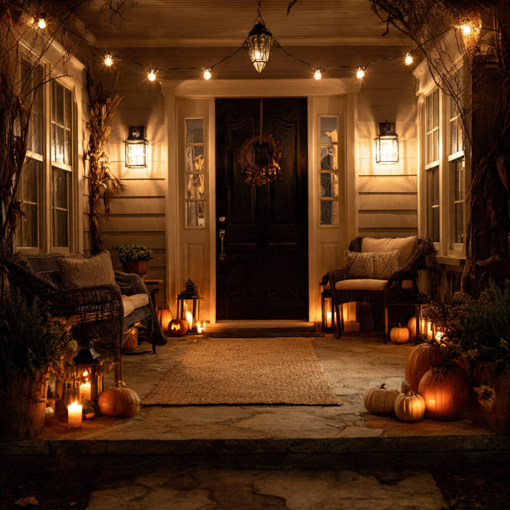 Soft Glow Halloween Porch Ideas