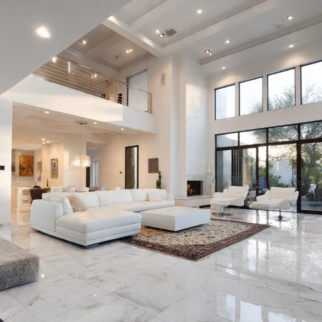 White Living Room With Open-Concept Flow Idea