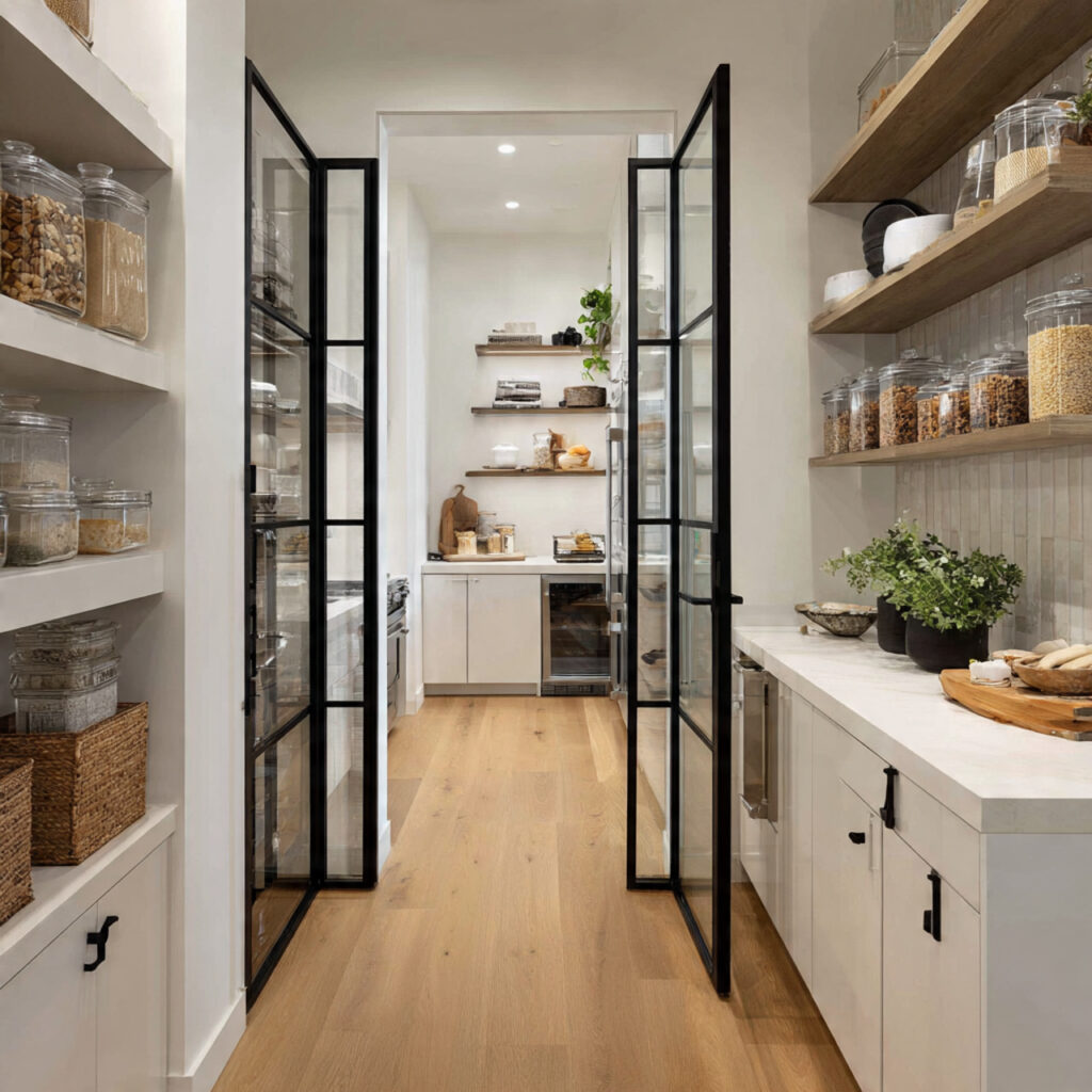 Glass door walk in pantry ideas