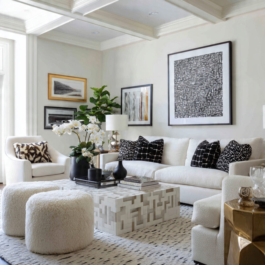 White Living Room With Soft Curves Idea