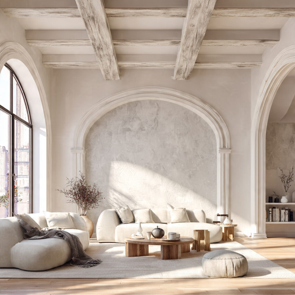 White Living Room With Sustainable Materials Idea