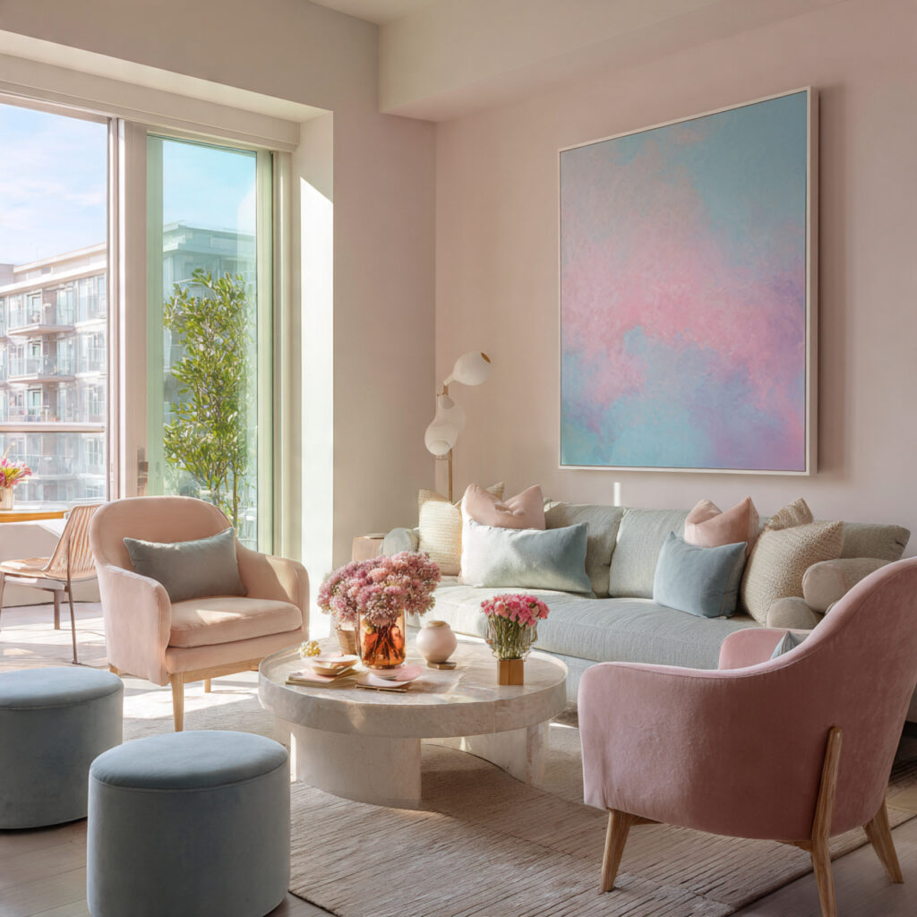 Pastel Accent Living Room Idea