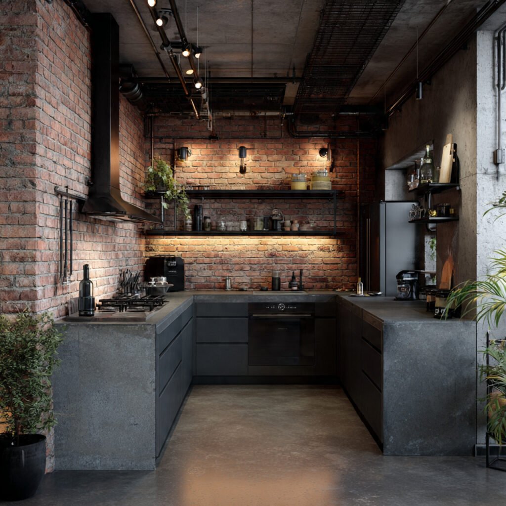 Industrial Loft Small Kitchen Idea