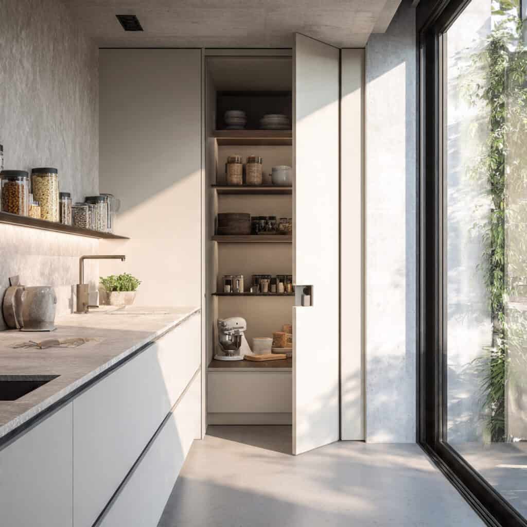 Minimalist Hidden Pantry Ideas for Open Kitchens