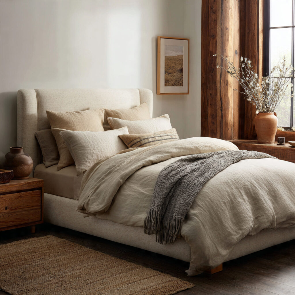 Neutral Upholstered Bed Frame Ideas