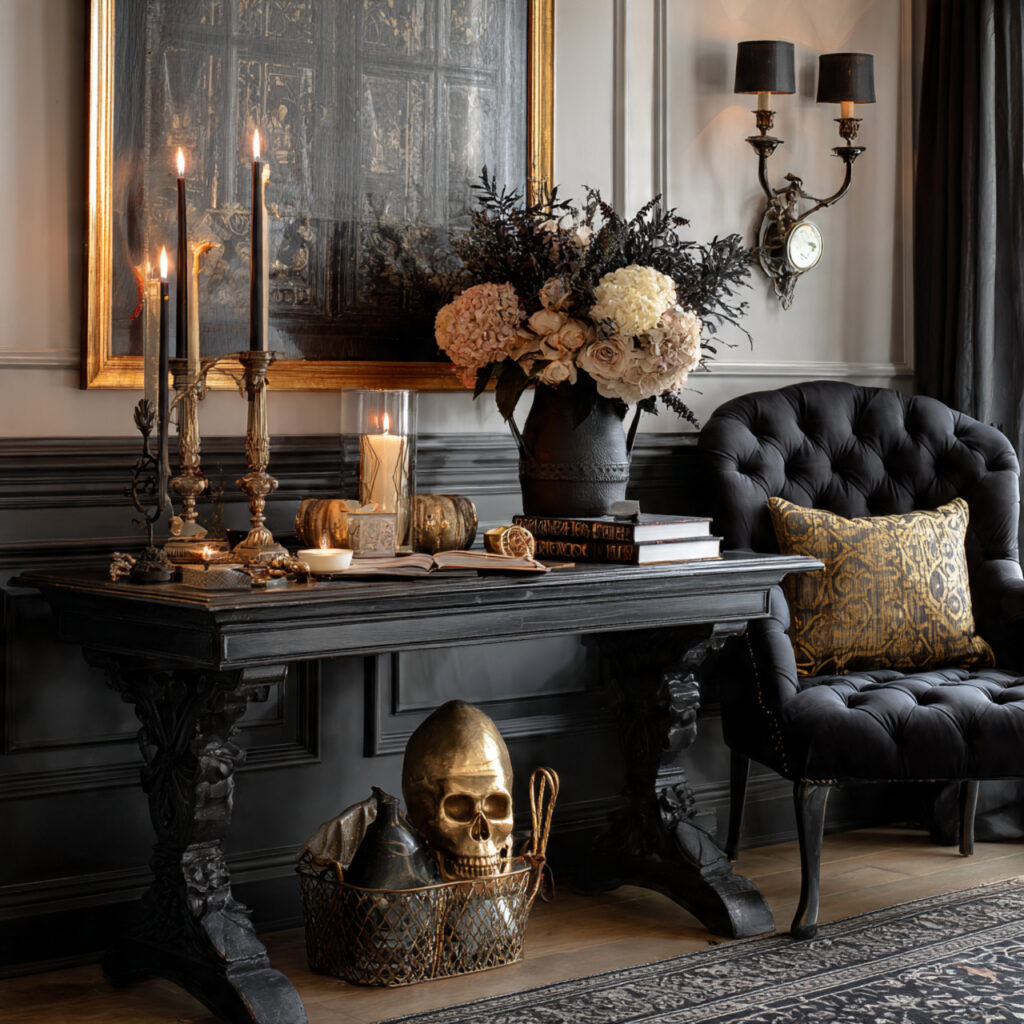 27 Ultimate Halloween Decor Ideas 2026 for Modern & Magical Vibes 12 Elegant Black and Gold Halloween Decor Ideas