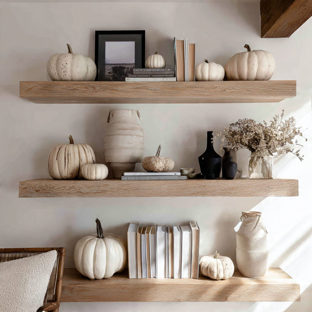 Farmhouse Halloween shelf styling ideas