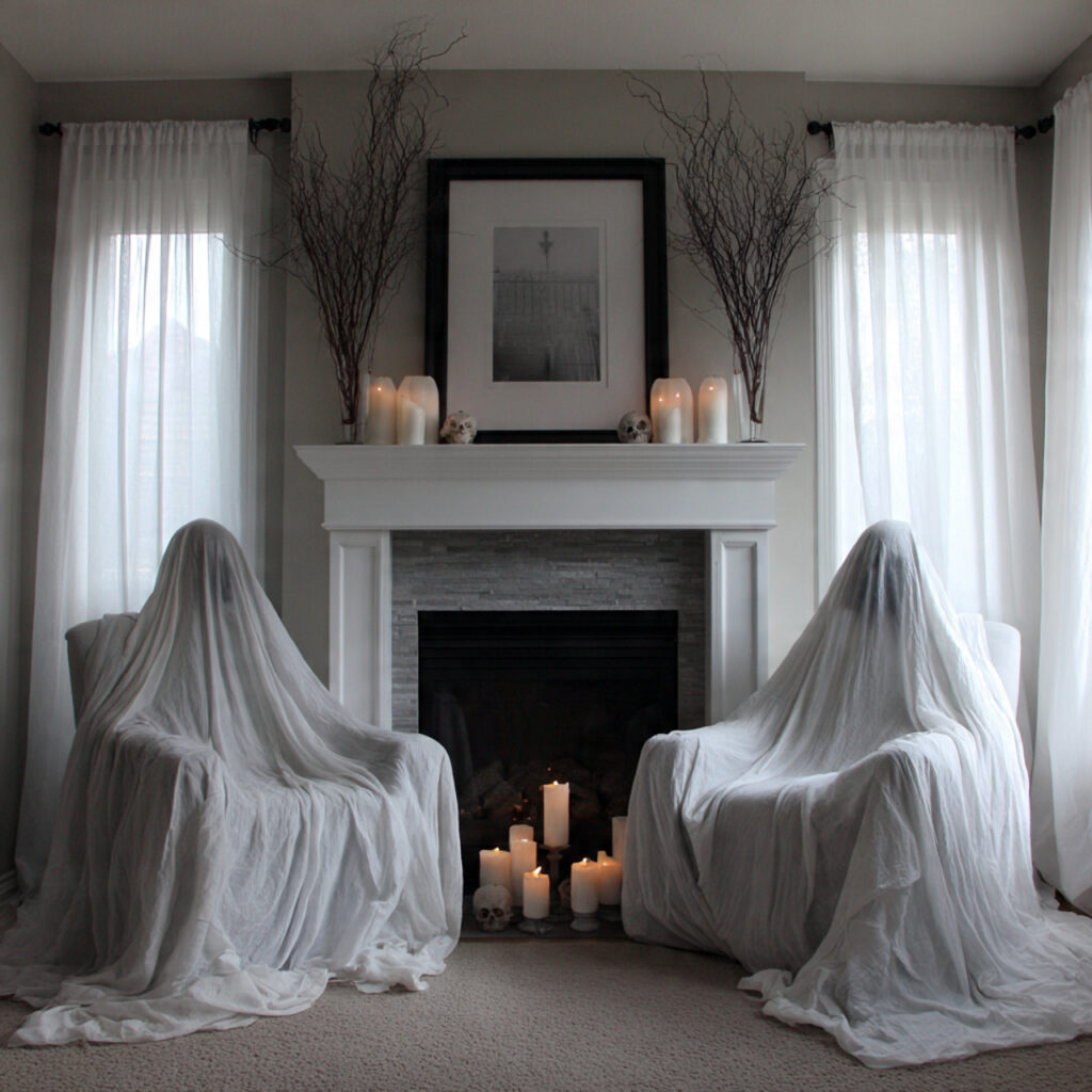 27 Ultimate Halloween Decor Ideas 2026 for Modern & Magical Vibes 24 Ghostly White Halloween Decor Ideas