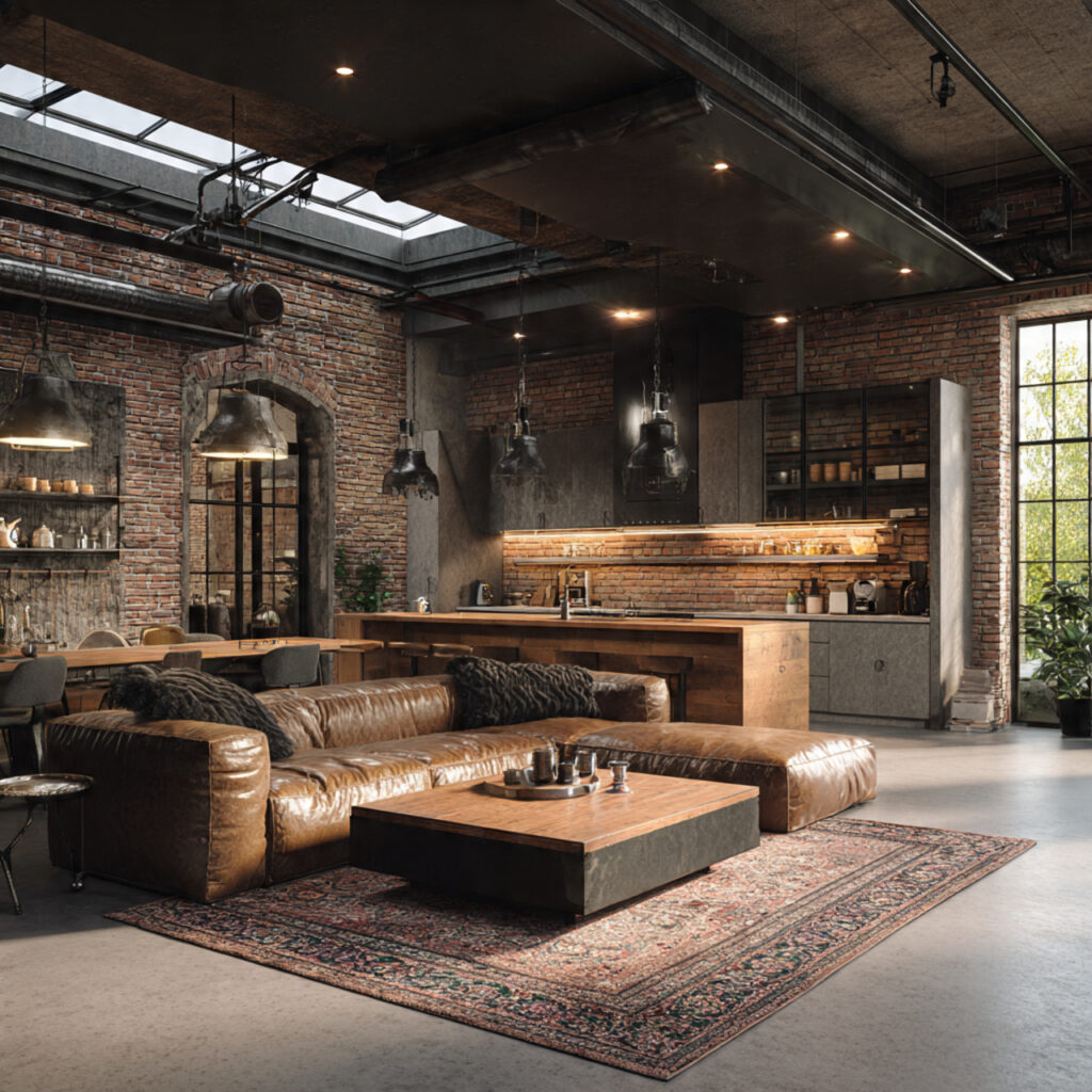 Industrial Chic Open Kitchen Living Idea