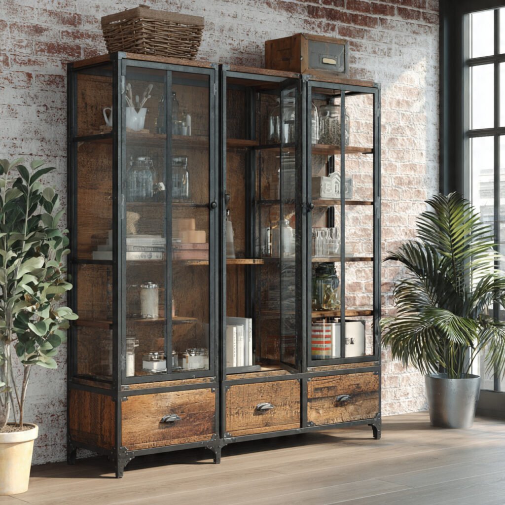 Industrial Metal-Framed Cabinet Ideas