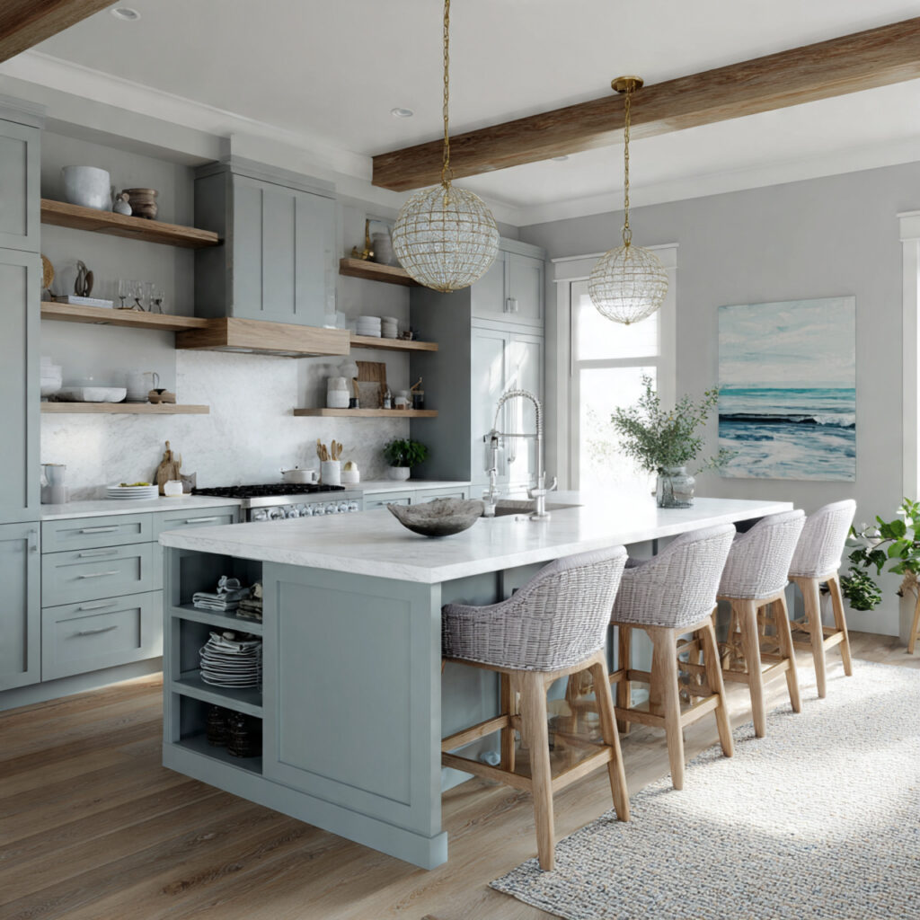 Blue and Grey Palette Kitchen Idea
