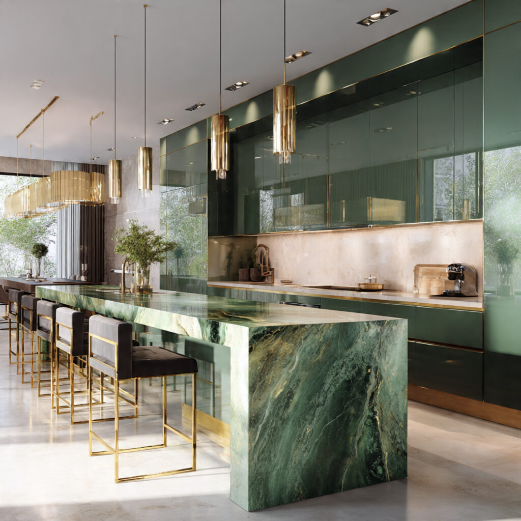 Luxury Green Kitchen Finish Idea