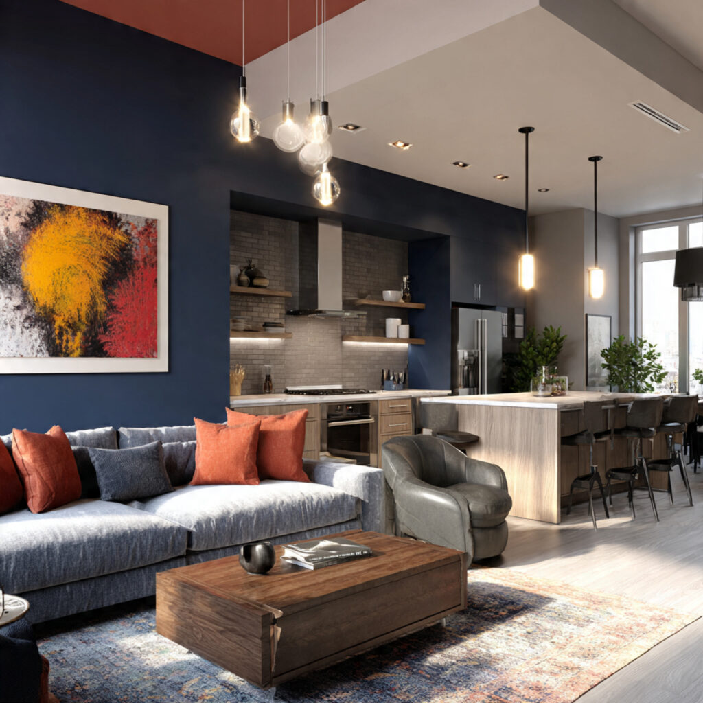 Bold Accent Wall Open Living Idea