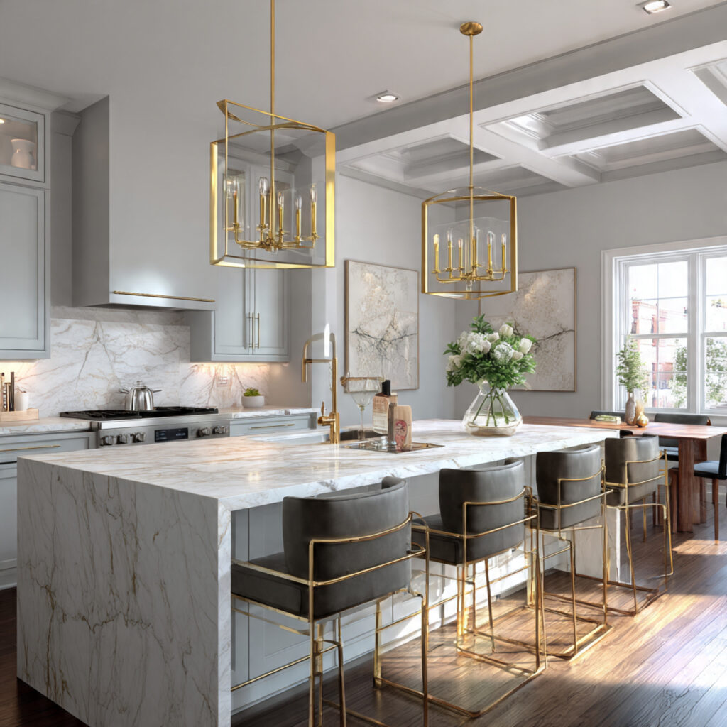 Luxurious Metallic Accents Open Room Idea