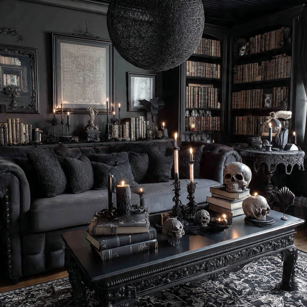 Shadowy Monochrome Halloween Room Decor Ideas