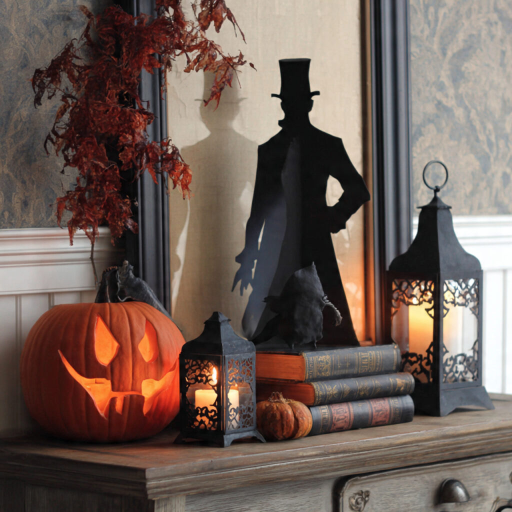 27 Ultimate Halloween Decor Ideas 2026 for Modern & Magical Vibes 27 Shadowy Silhouette Halloween Decor Ideas