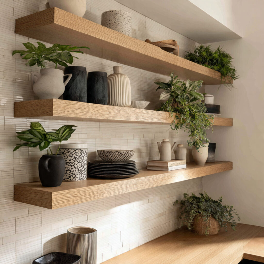 Floating Shelves with Texture